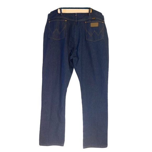 Retro Wrangler Cowboy Cut Rodeo Jeans M Plus Size 42x34 High Rise Dark Blue Work - Picture 4 of 10